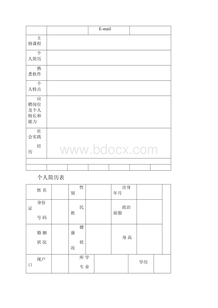 多种标准的个人简历word表格.docx_第3页