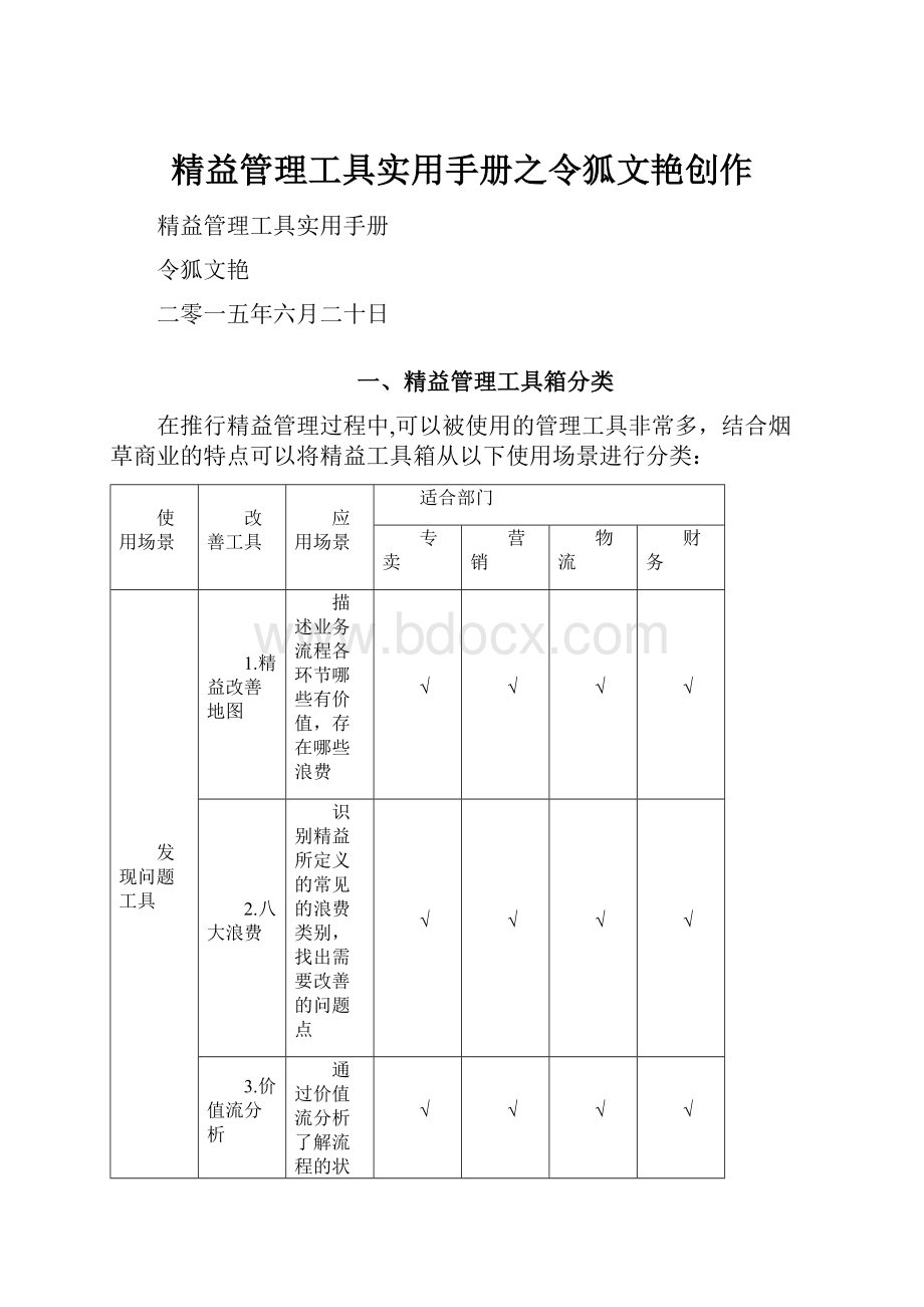 精益管理工具实用手册之令狐文艳创作.docx