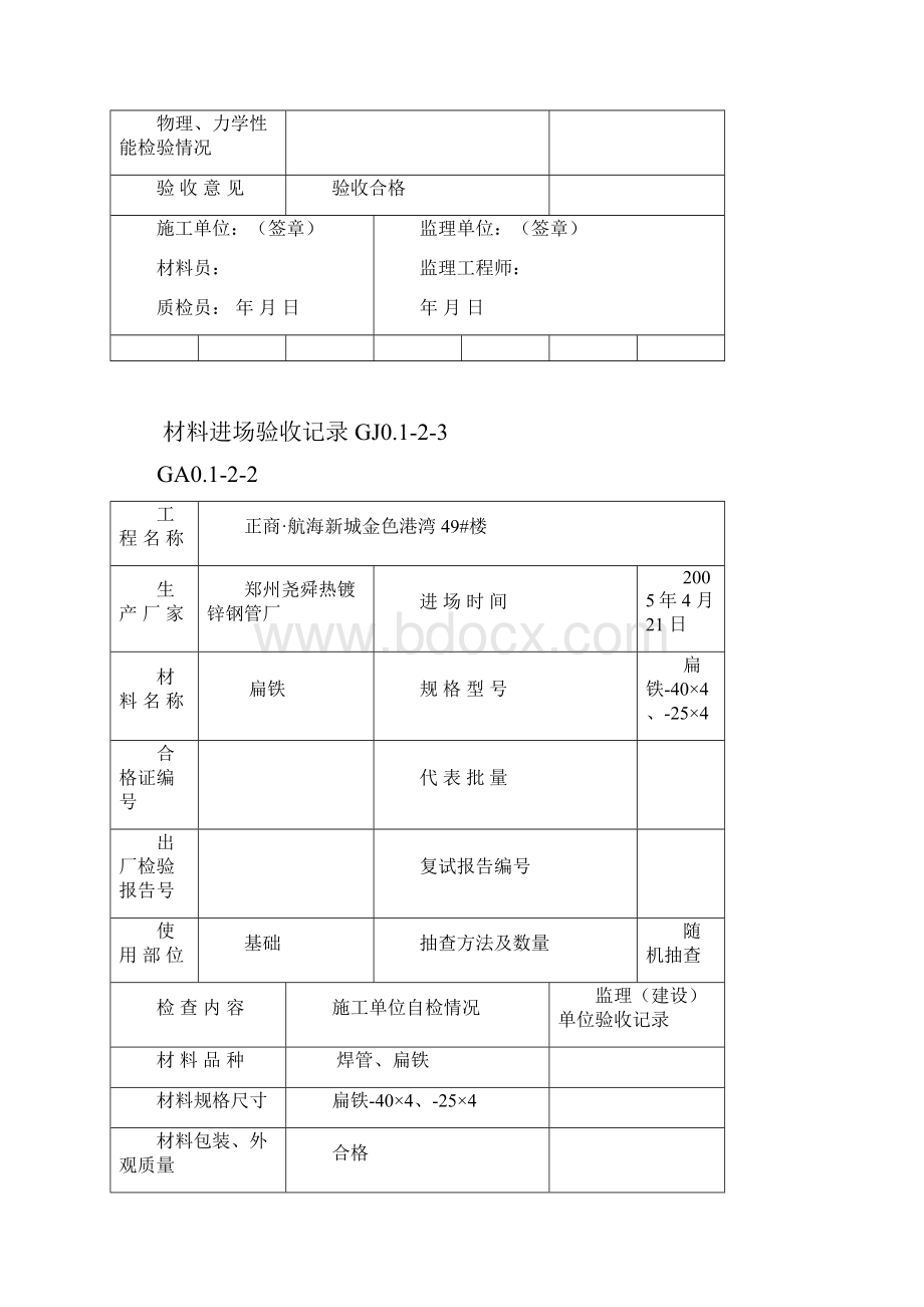 最新材料进场验收记录汇编.docx_第2页