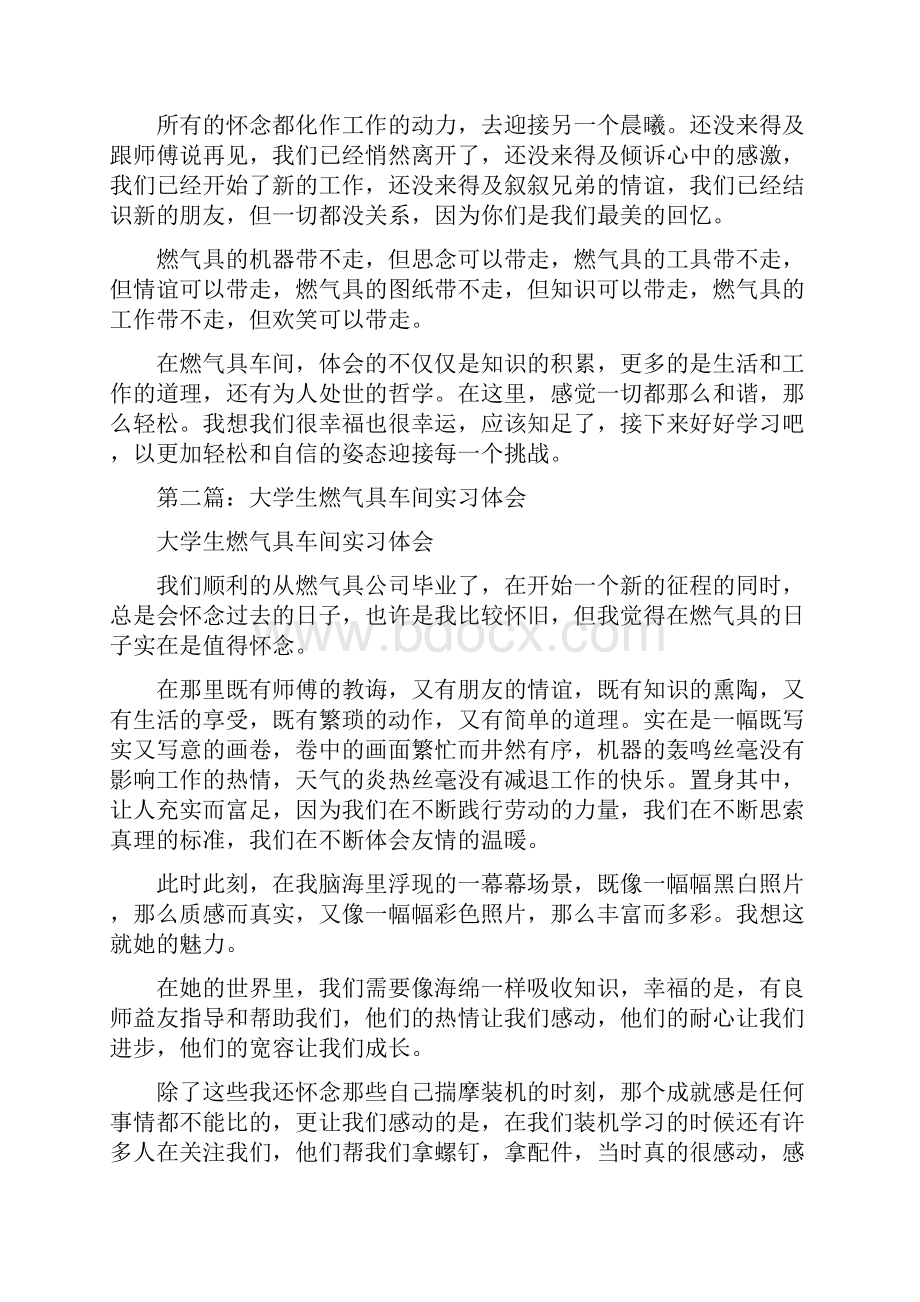 大学生燃气具车间实习心得体会精选多篇.docx_第2页