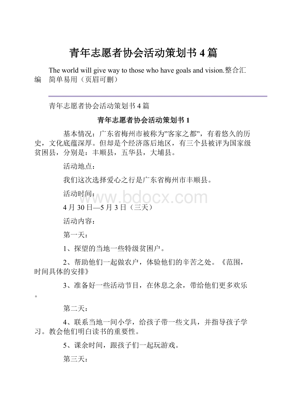 青年志愿者协会活动策划书4篇.docx