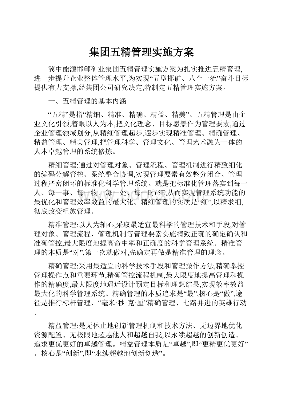 集团五精管理实施方案.docx