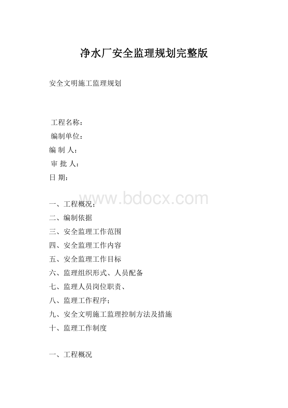 净水厂安全监理规划完整版.docx