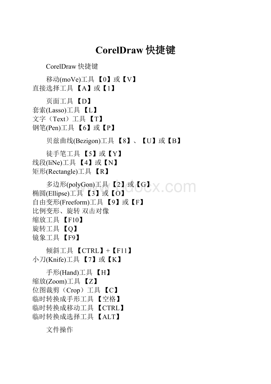 CorelDraw快捷键.docx_第1页