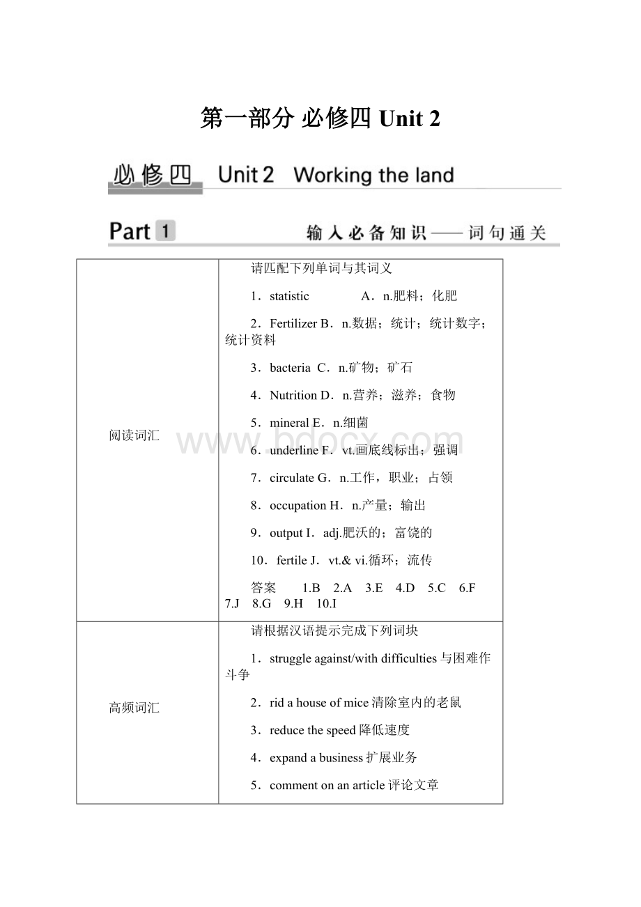 第一部分 必修四 Unit 2.docx