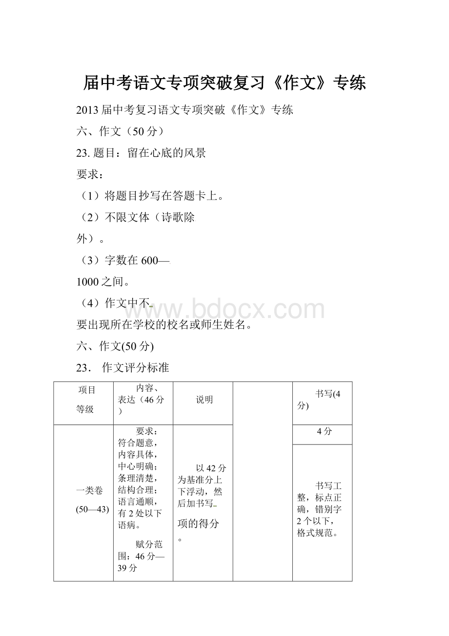 届中考语文专项突破复习《作文》专练.docx_第1页