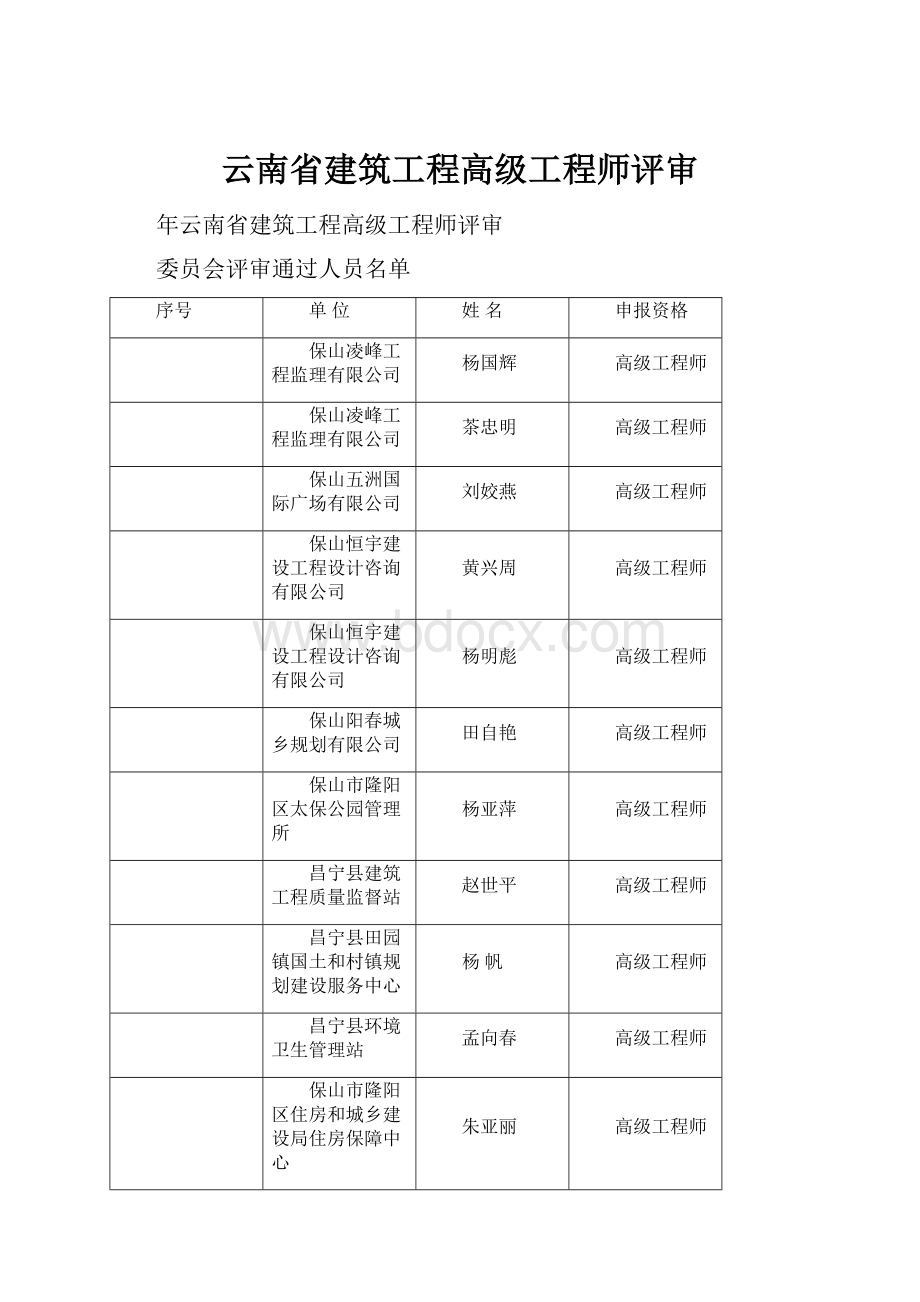 云南省建筑工程高级工程师评审.docx_第1页