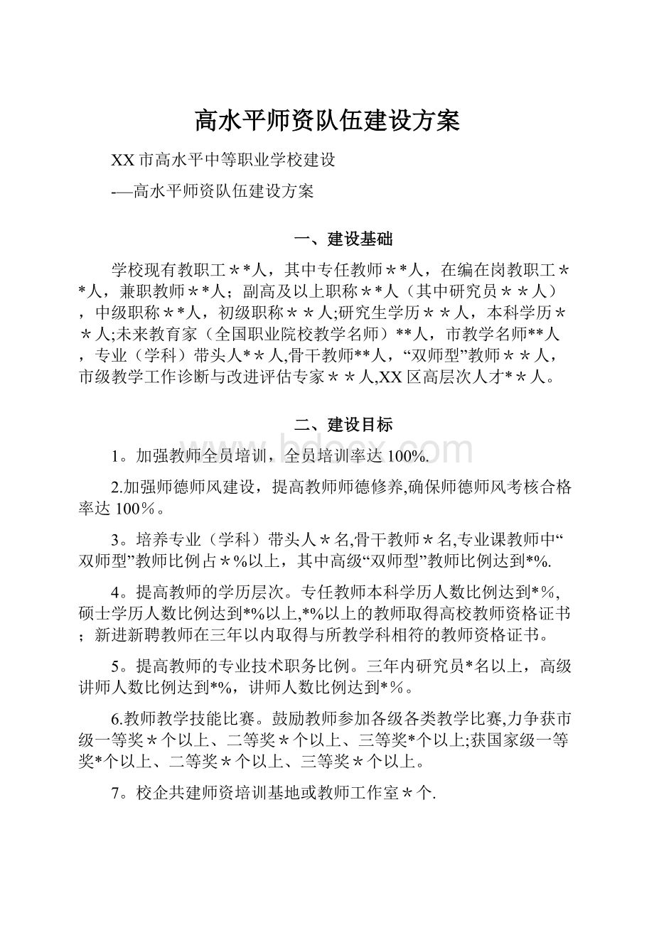 高水平师资队伍建设方案.docx