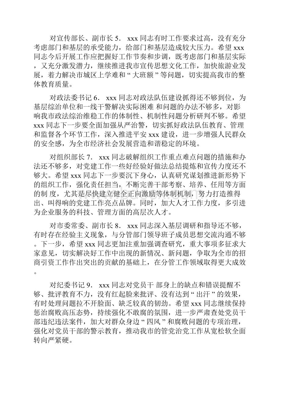 生活会市县班子相互批评意见汇编.docx_第2页