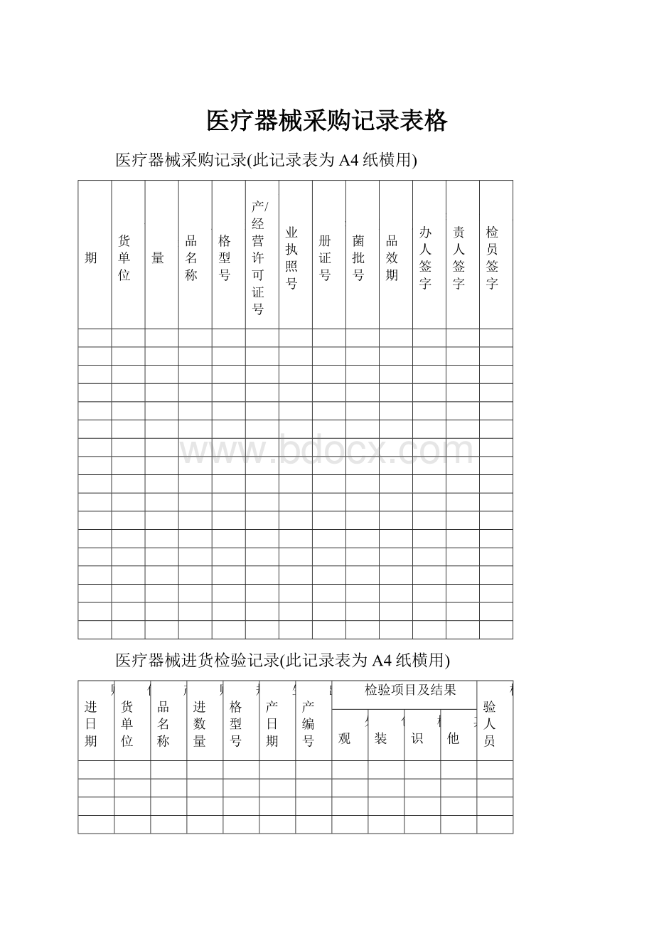 医疗器械采购记录表格.docx