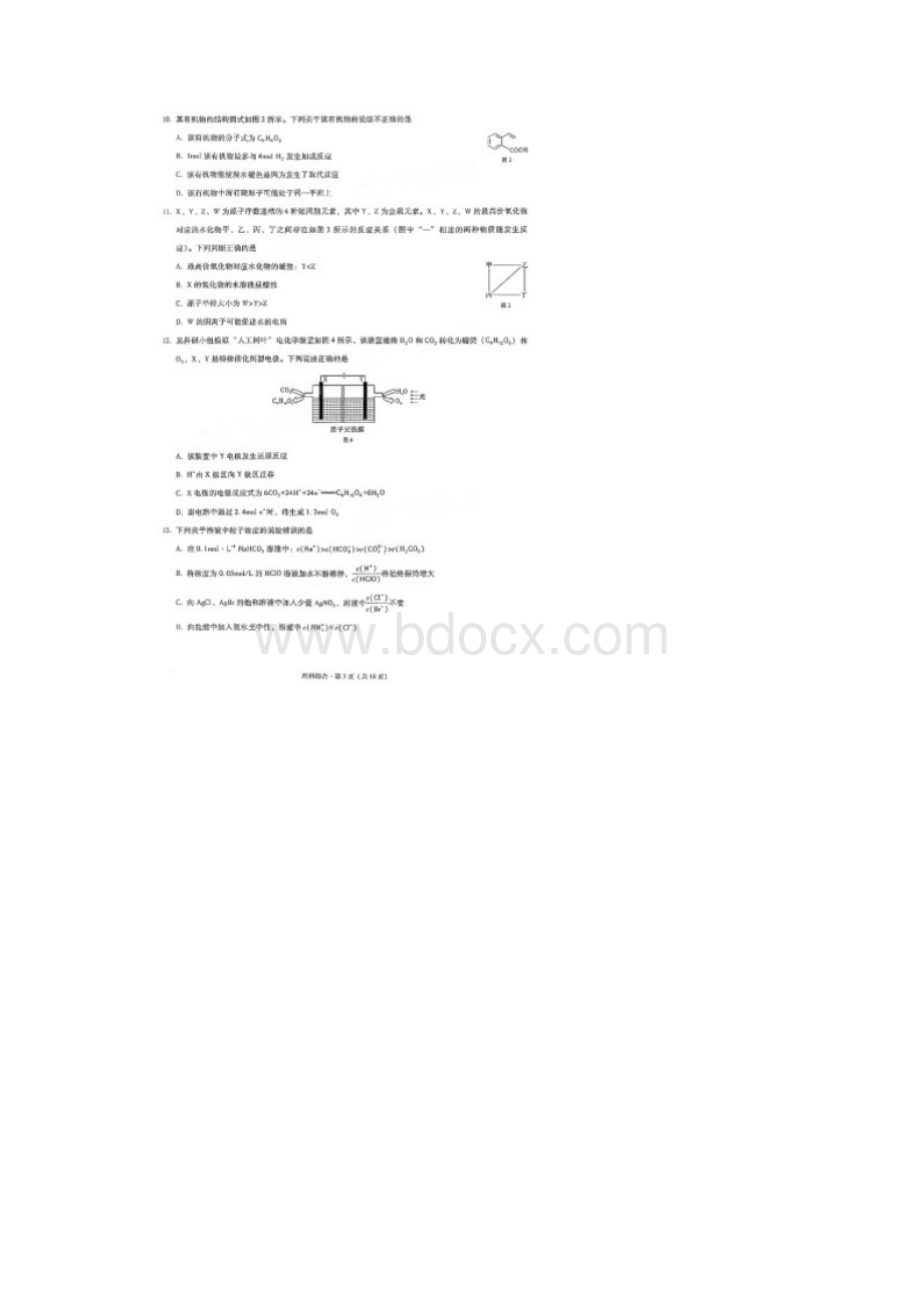 云南省大理州届高三第一次统测理科综合试题含答案和解析09.docx_第3页