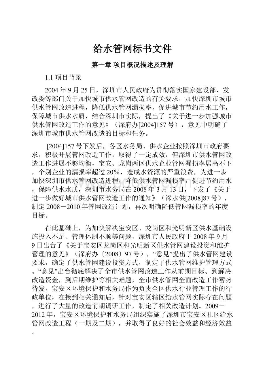 给水管网标书文件.docx