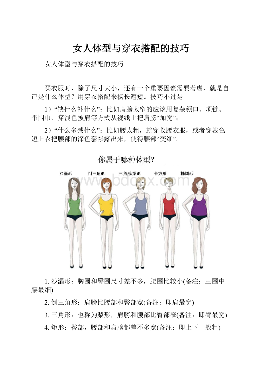 女人体型与穿衣搭配的技巧.docx