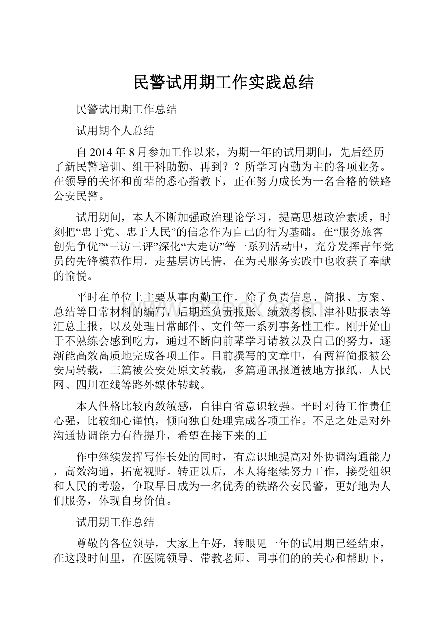 民警试用期工作实践总结.docx_第1页