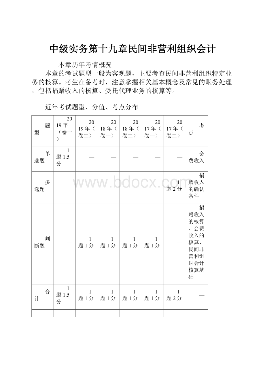 中级实务第十九章民间非营利组织会计.docx