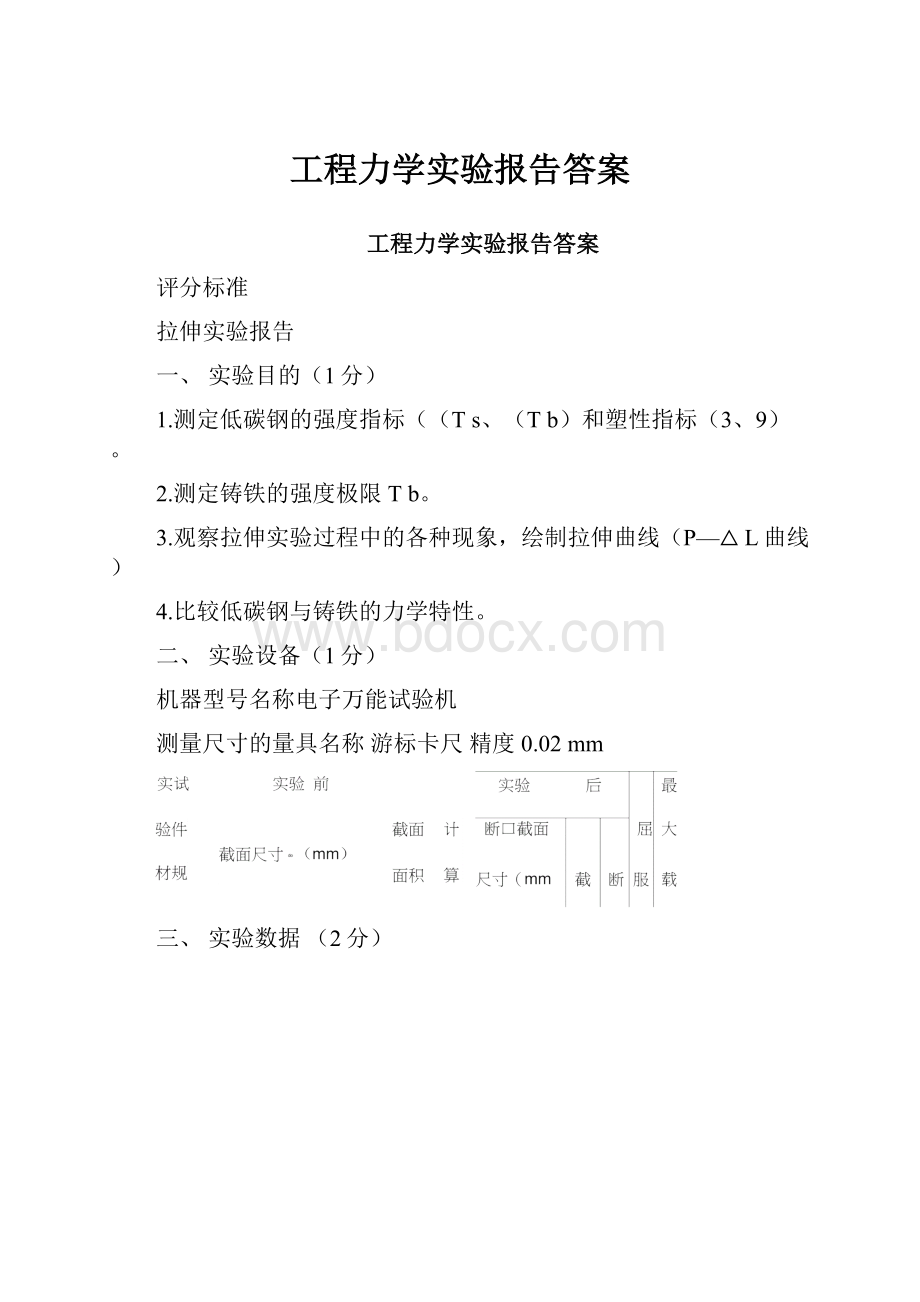 工程力学实验报告答案.docx