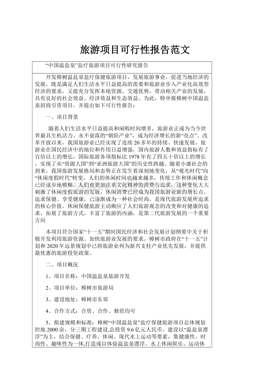 旅游项目可行性报告范文.docx