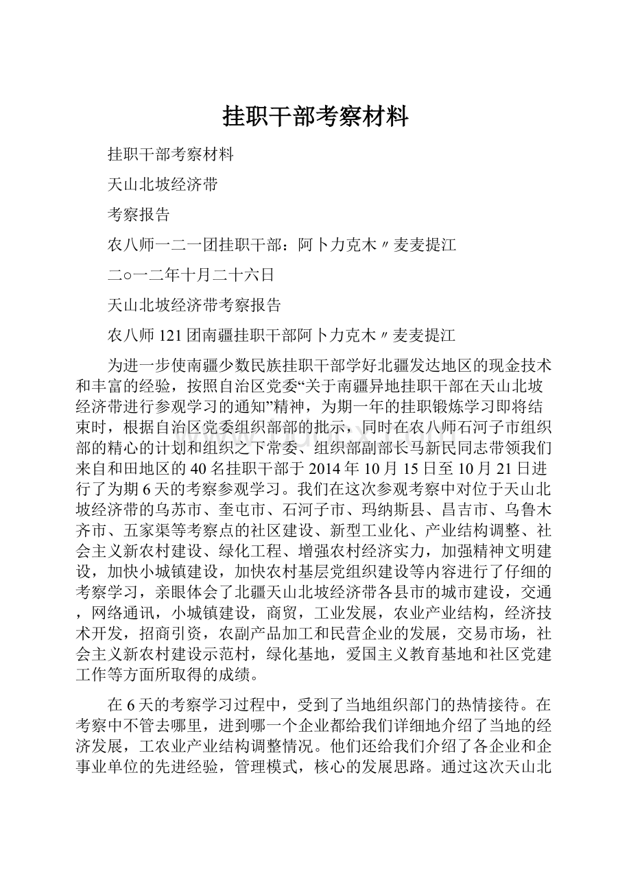 挂职干部考察材料.docx_第1页