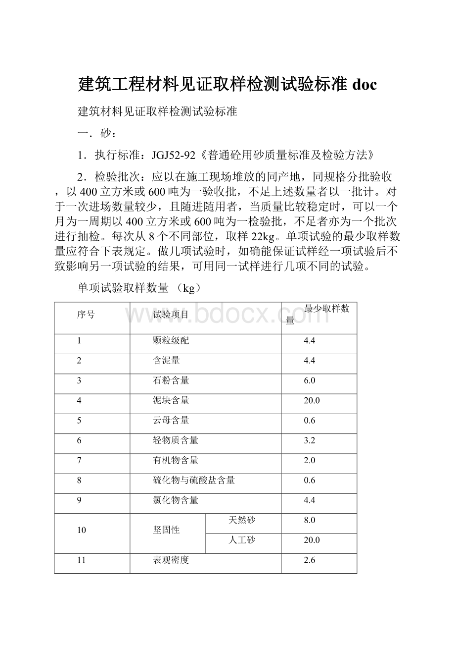 建筑工程材料见证取样检测试验标准doc.docx