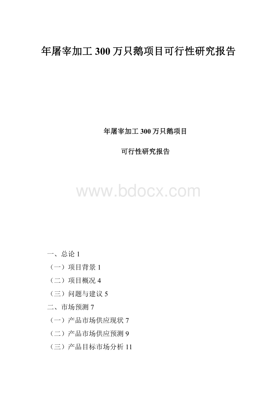 年屠宰加工300万只鹅项目可行性研究报告.docx_第1页