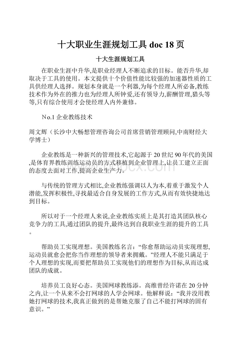 十大职业生涯规划工具doc 18页.docx