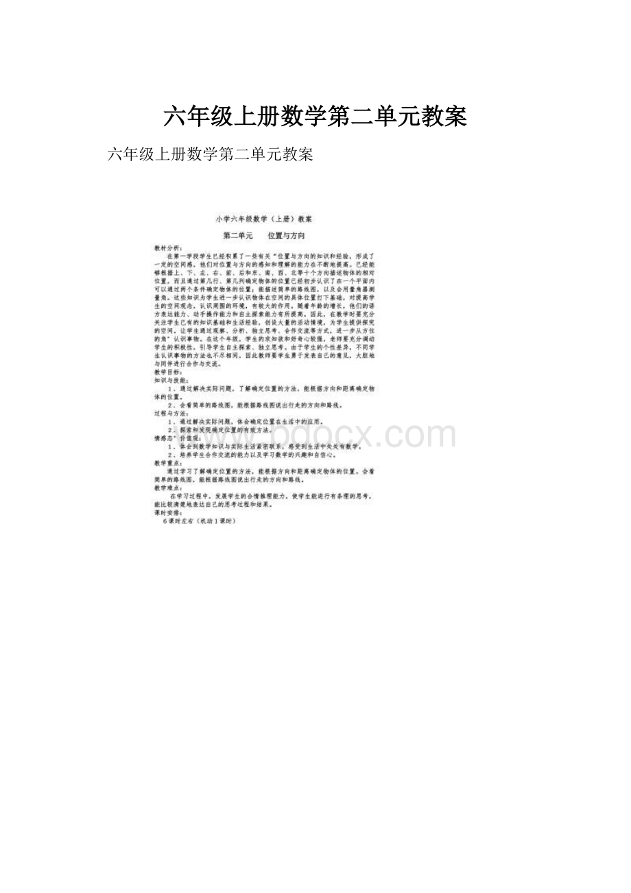 六年级上册数学第二单元教案.docx