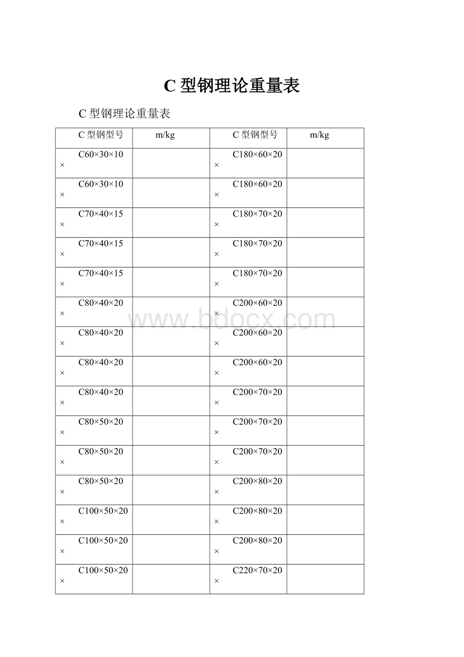 C型钢理论重量表.docx_第1页