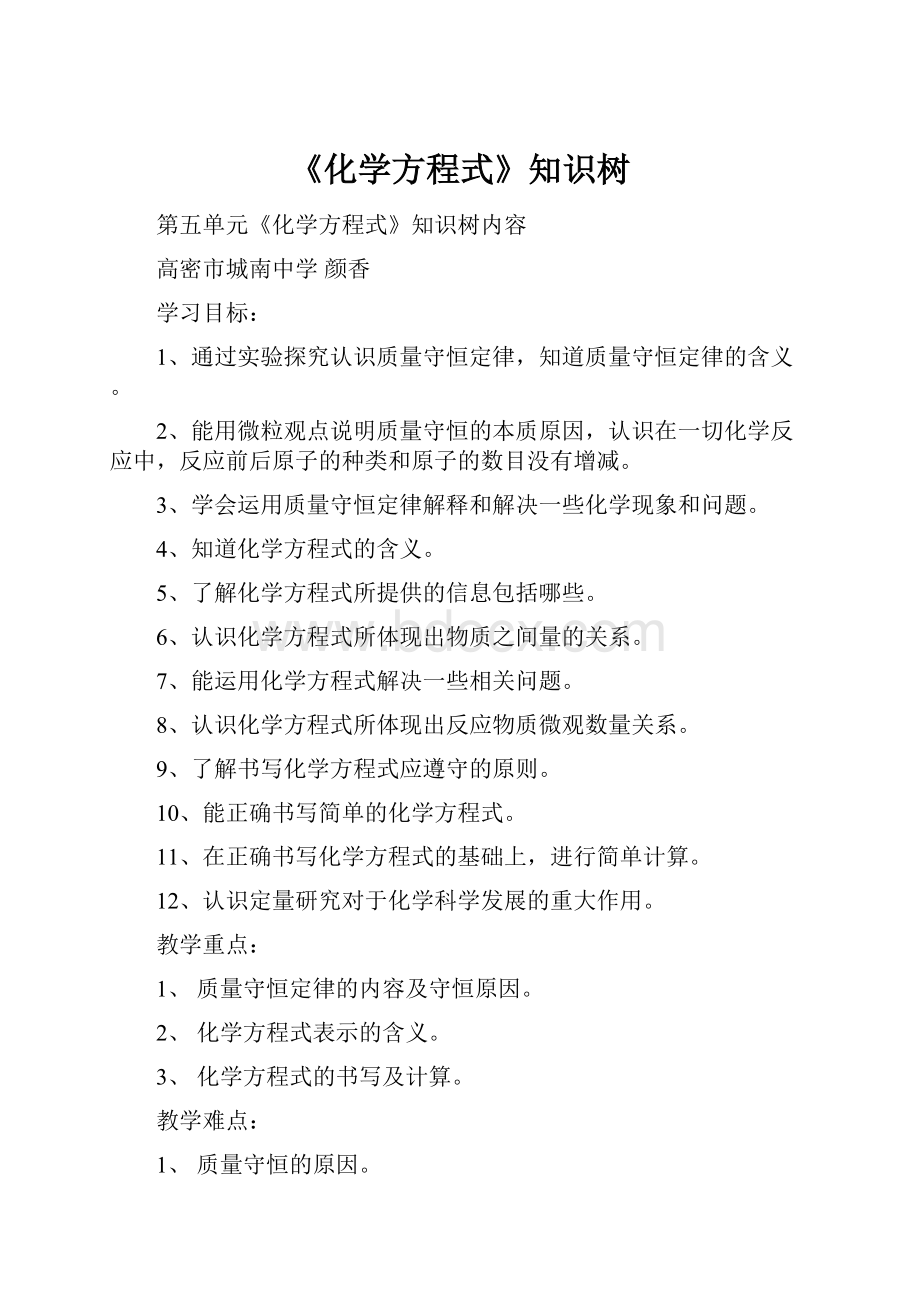 《化学方程式》知识树.docx