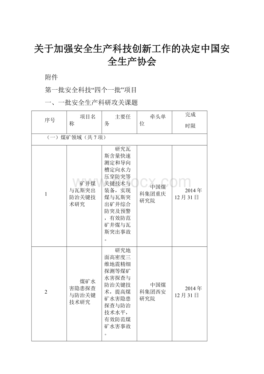 关于加强安全生产科技创新工作的决定中国安全生产协会.docx_第1页