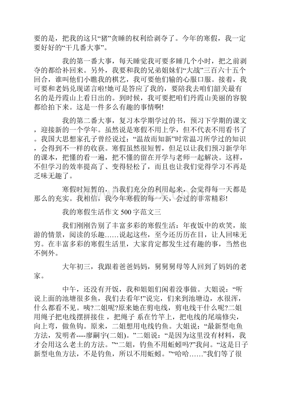 我的寒假生活作文500字10篇.docx_第2页