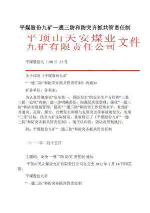 平煤股份九矿一通三防和防突齐抓共管责任制.docx