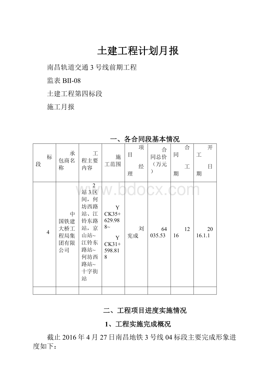 土建工程计划月报.docx