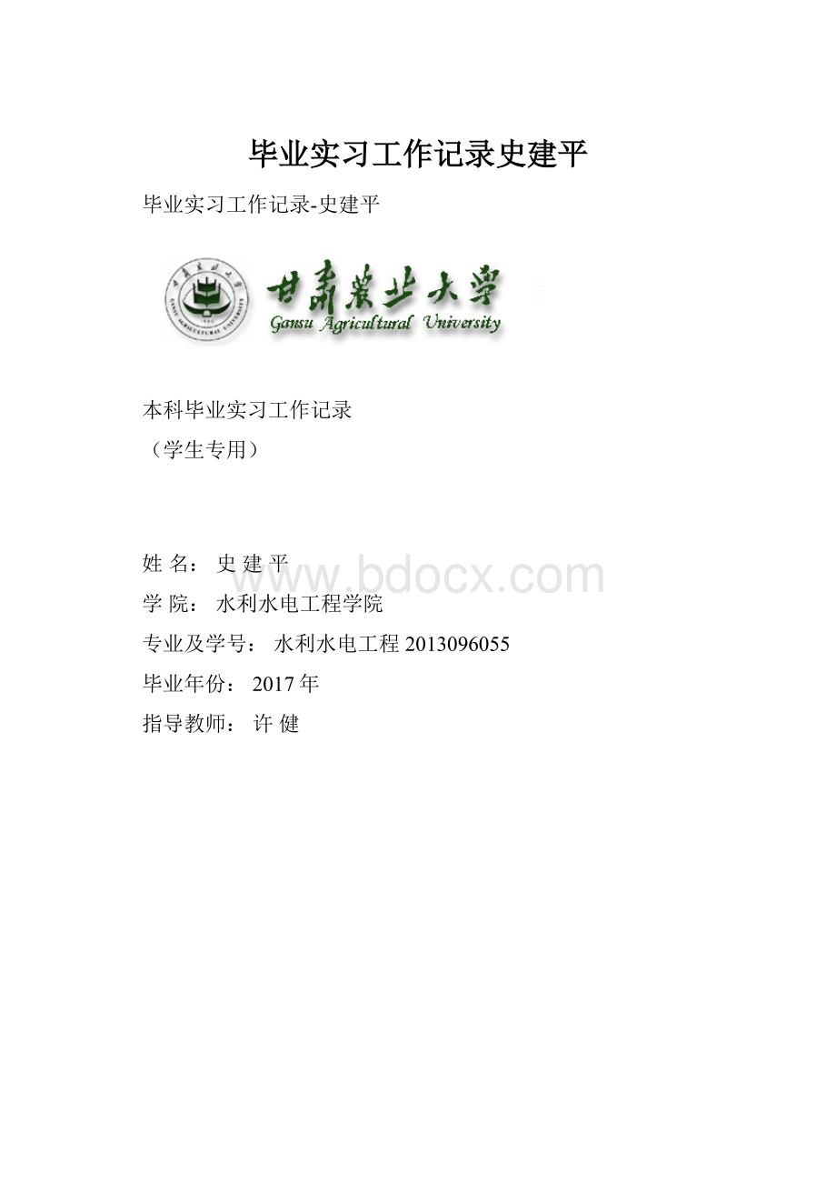 毕业实习工作记录史建平.docx