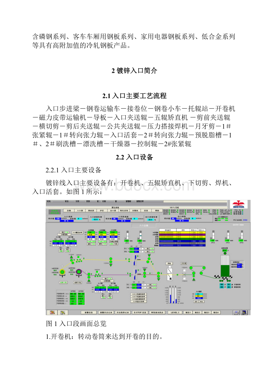 鞍钢冷轧 实习论文 镀锌机组入口主控.docx_第3页