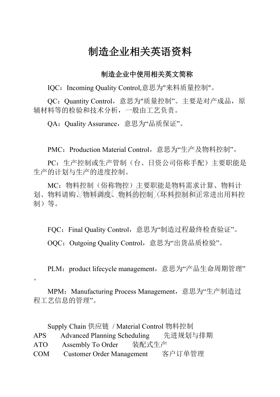 制造企业相关英语资料.docx