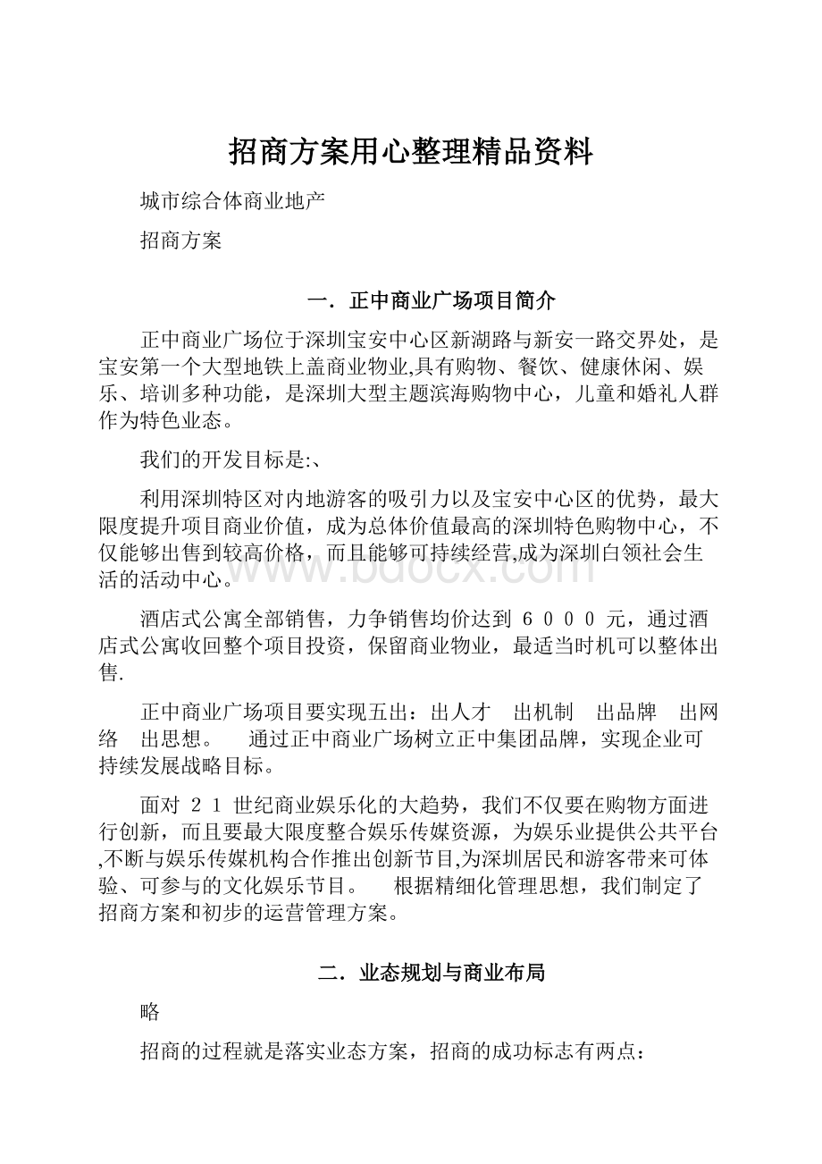 招商方案用心整理精品资料.docx_第1页