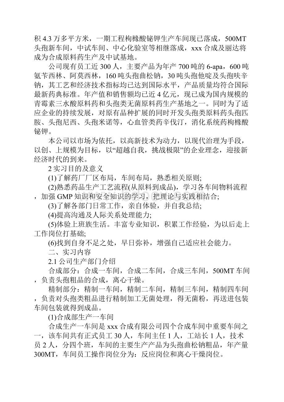 药厂制药实习报告格式范文优选版.docx_第2页