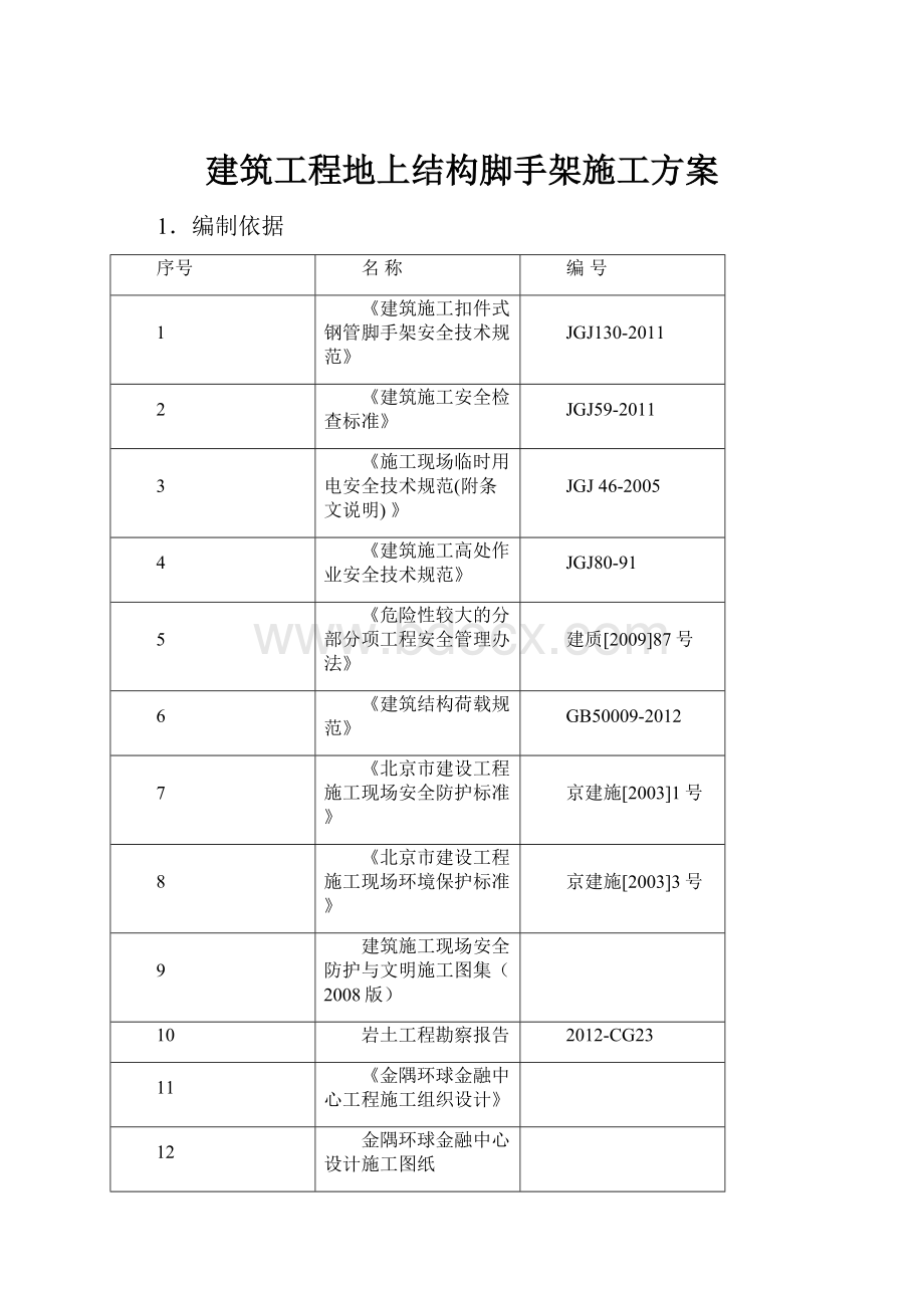 建筑工程地上结构脚手架施工方案.docx_第1页