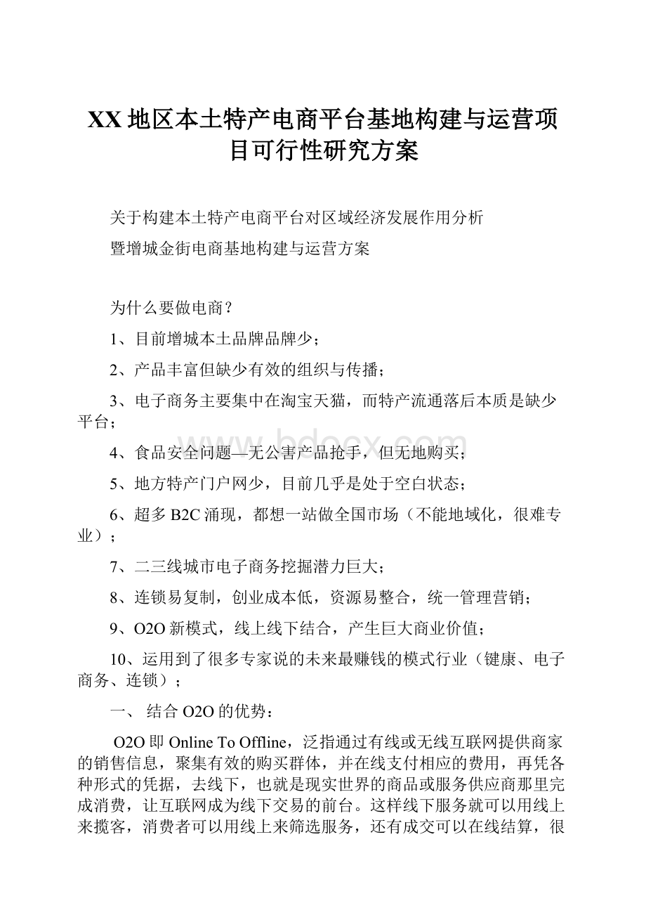 XX地区本土特产电商平台基地构建与运营项目可行性研究方案.docx