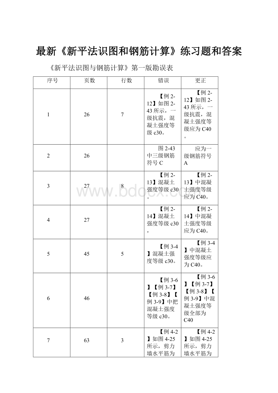 最新《新平法识图和钢筋计算》练习题和答案.docx_第1页