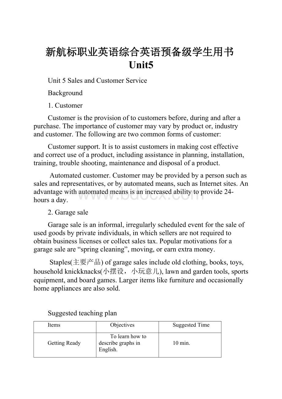 新航标职业英语综合英语预备级学生用书Unit5.docx_第1页