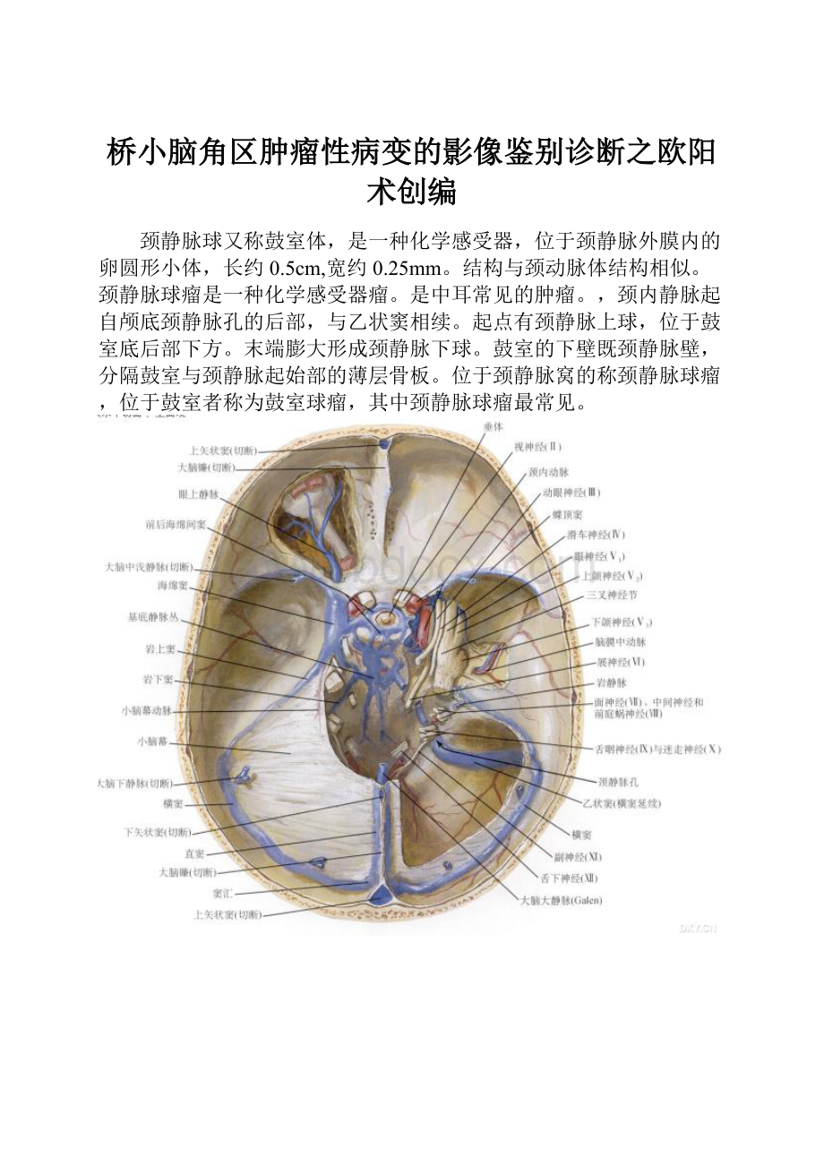 桥小脑角区肿瘤性病变的影像鉴别诊断之欧阳术创编.docx