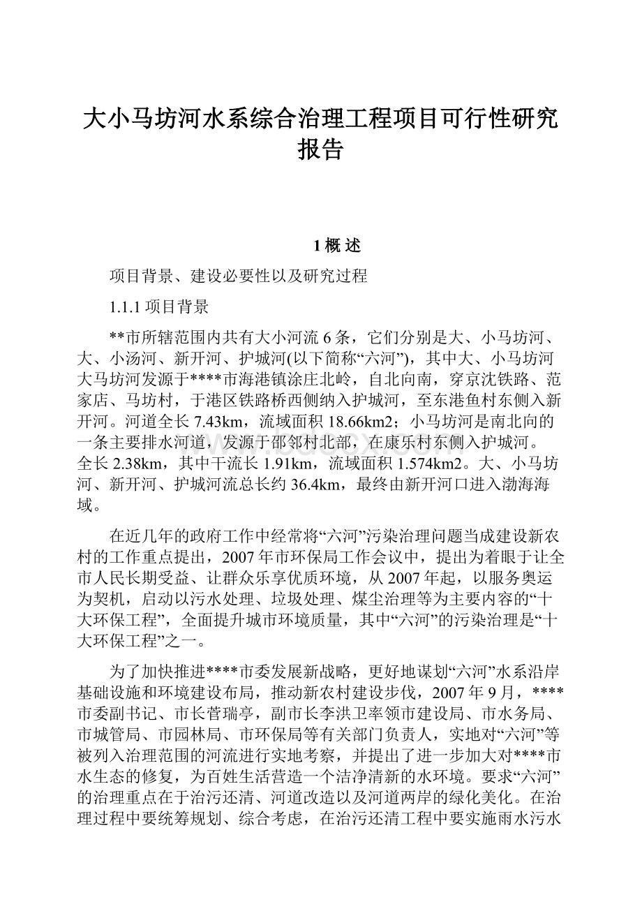 大小马坊河水系综合治理工程项目可行性研究报告.docx