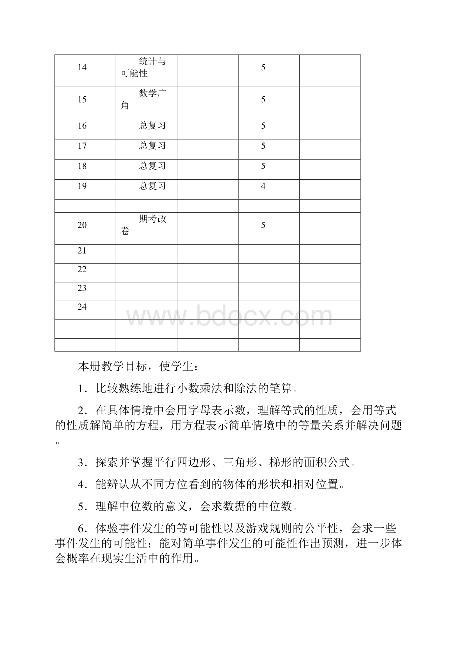 人教版五年级上册数学全册教案表格式.docx_第2页