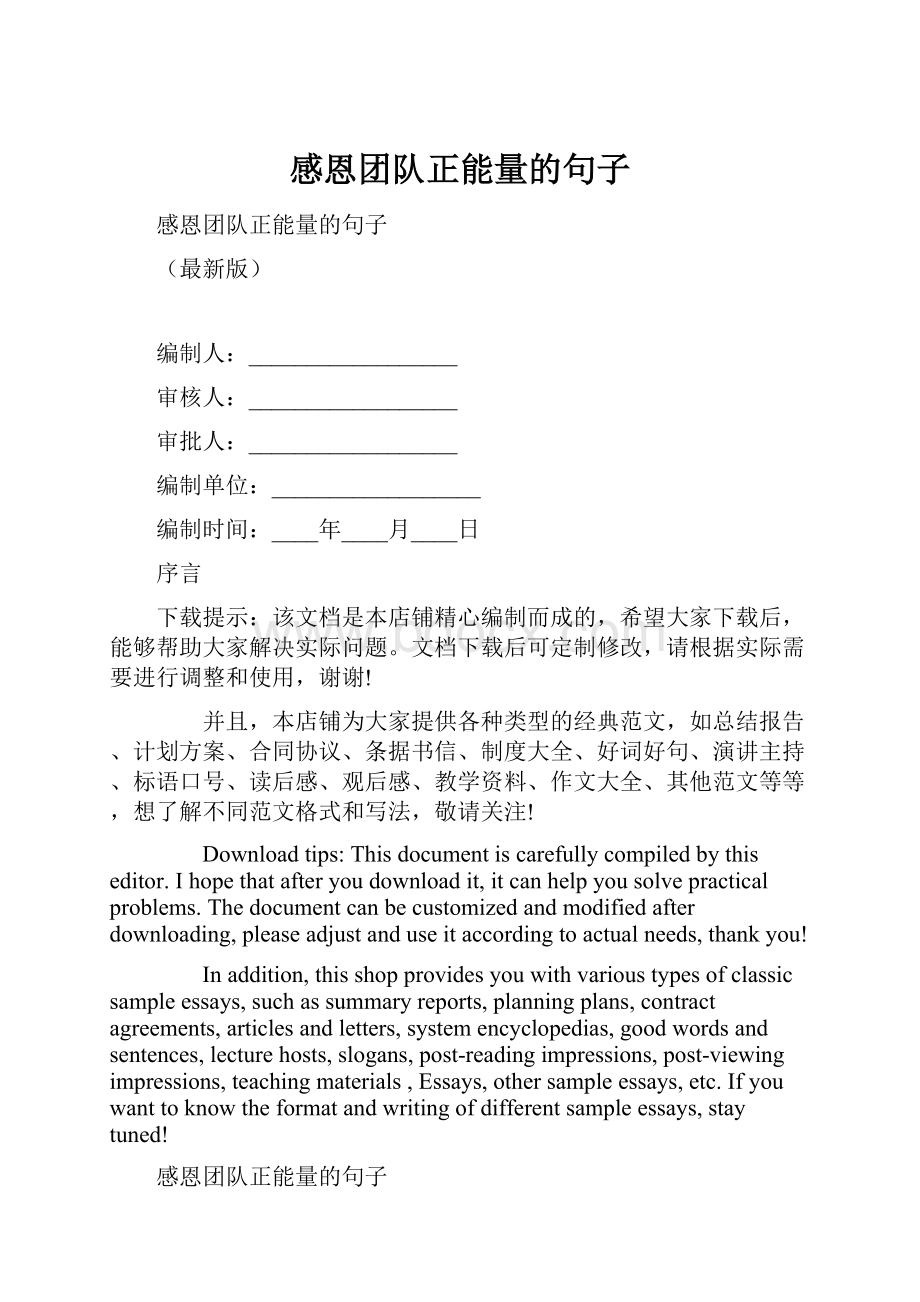 感恩团队正能量的句子.docx_第1页