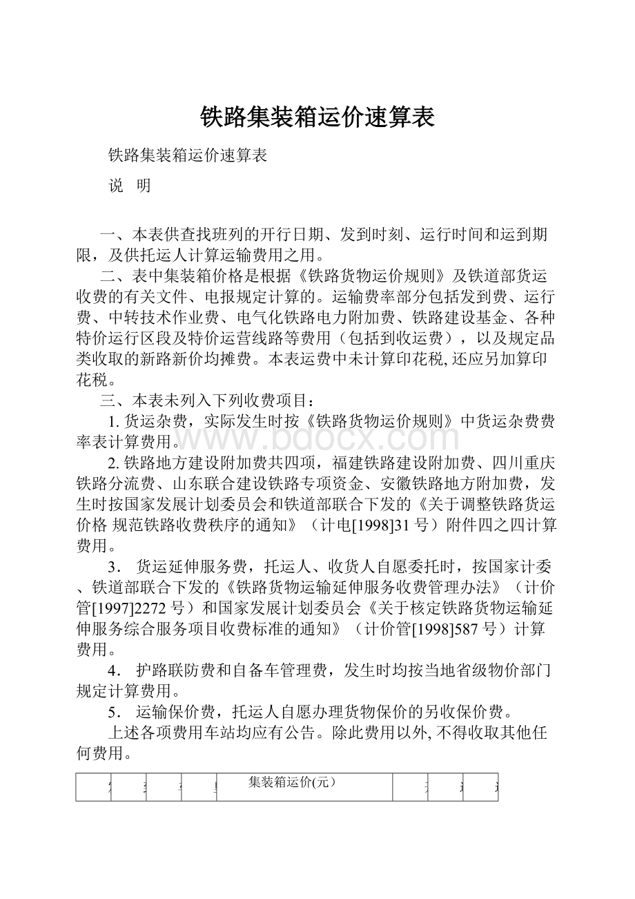 铁路集装箱运价速算表.docx_第1页