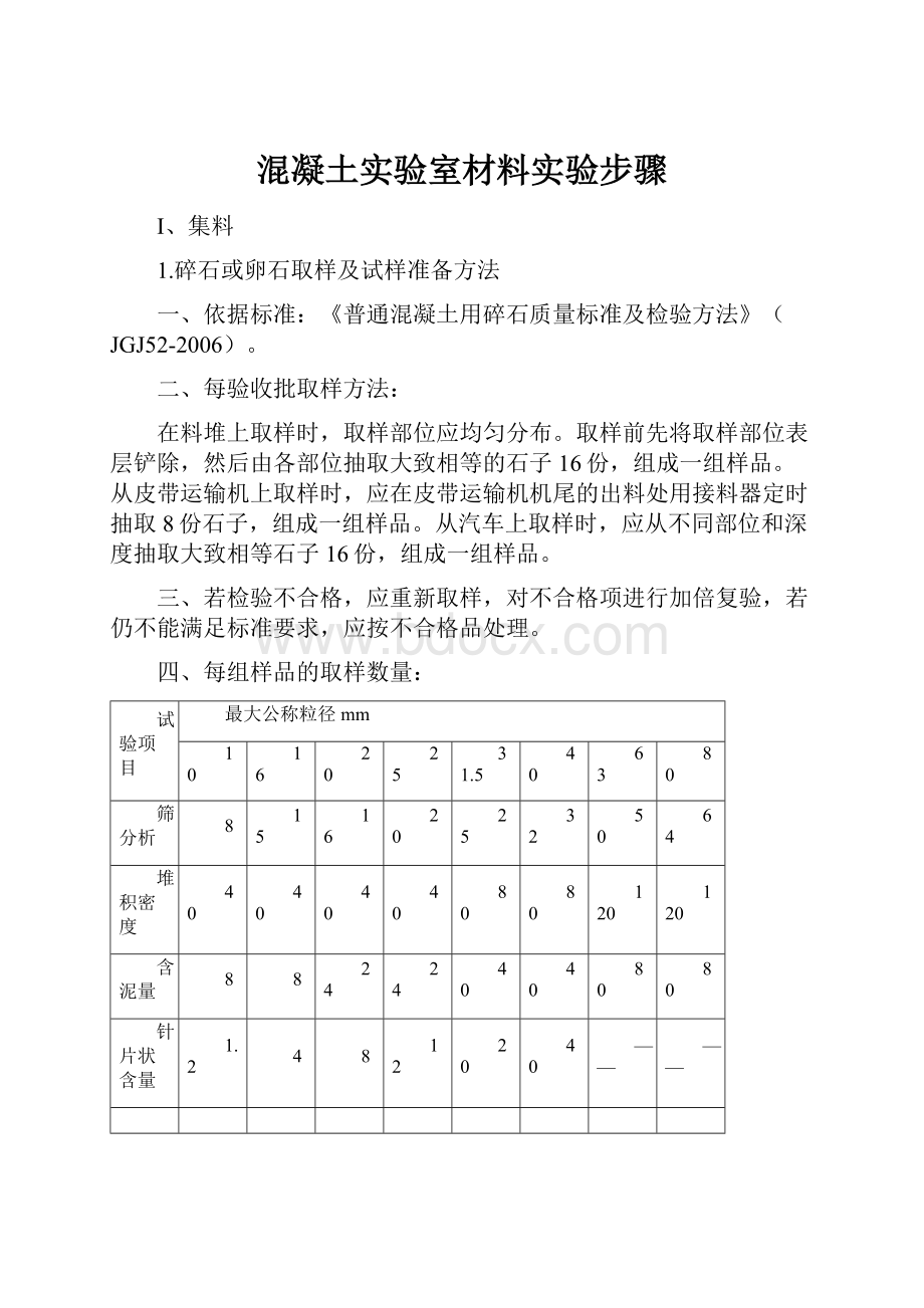 混凝土实验室材料实验步骤.docx_第1页