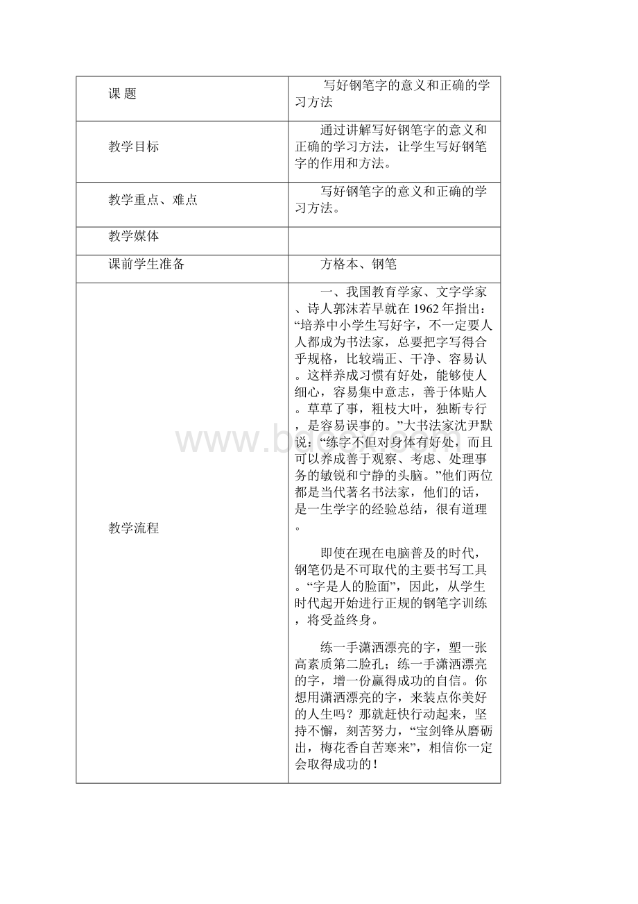 小学五年级硬笔书法写字课教案 全册.docx_第2页