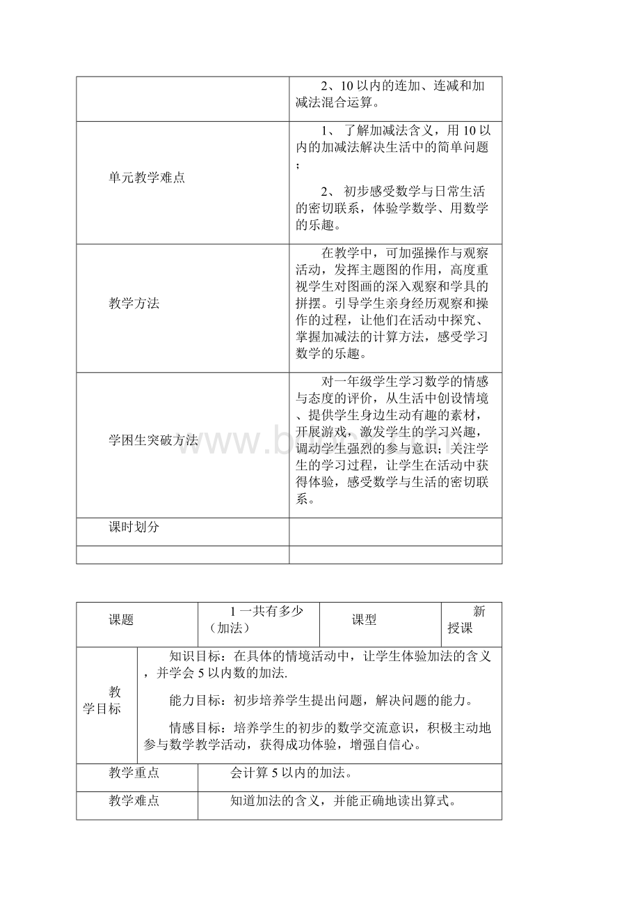 一年级数学上册 第三单元 加与减一教案 北师大版.docx_第2页