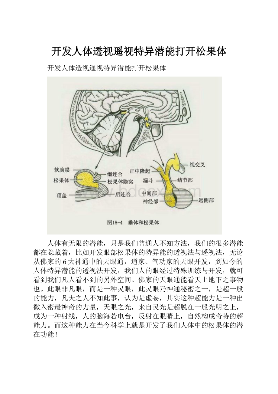 开发人体透视遥视特异潜能打开松果体.docx